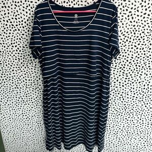 Kindred Bravely Bamboo Maternity Nursing Lounge Dress Size XXL/1X Navy Stripe